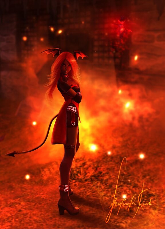 demon girl in fiery realm