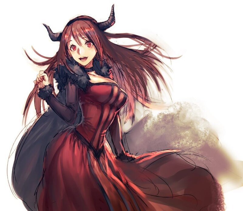demon girl in red dress
