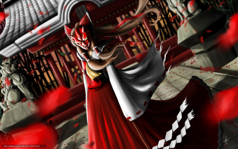 demon girl in red temple