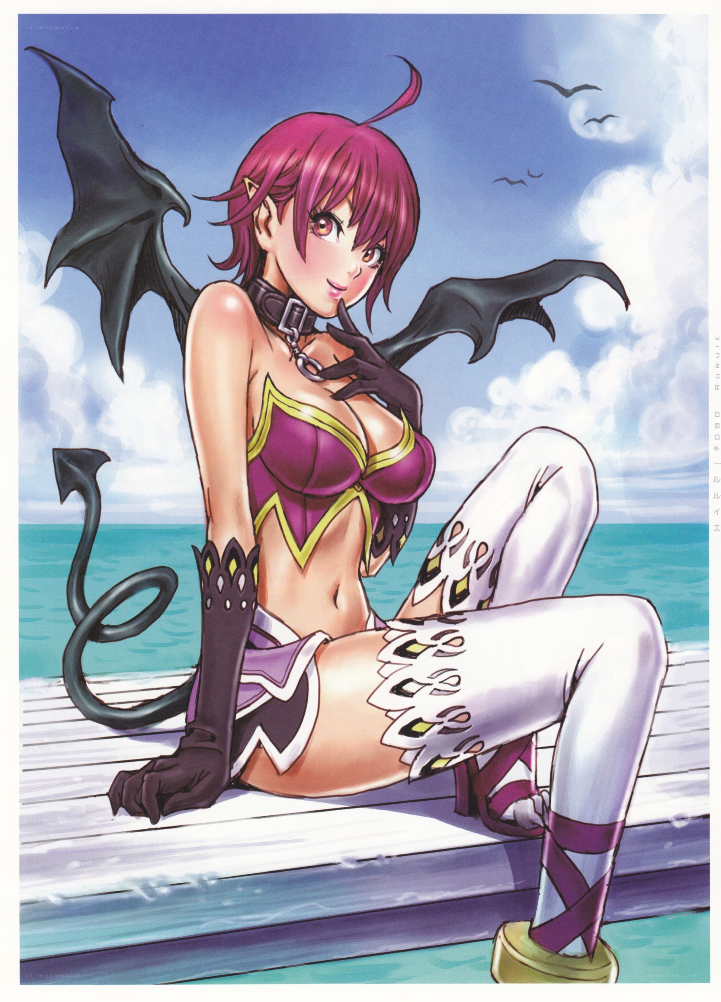 Demon girl on a dock