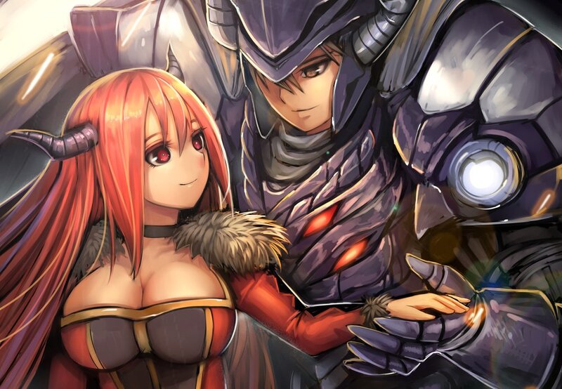 Demon girl with armored knight