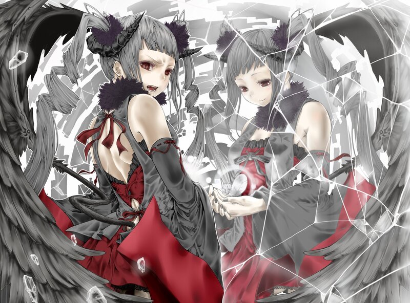 Demon girl with broken mirror