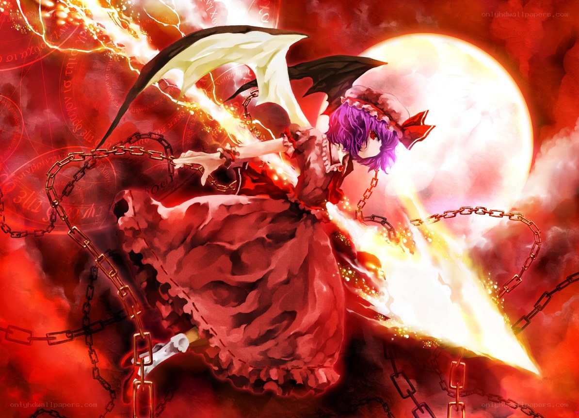 Demon girl with chains and fire