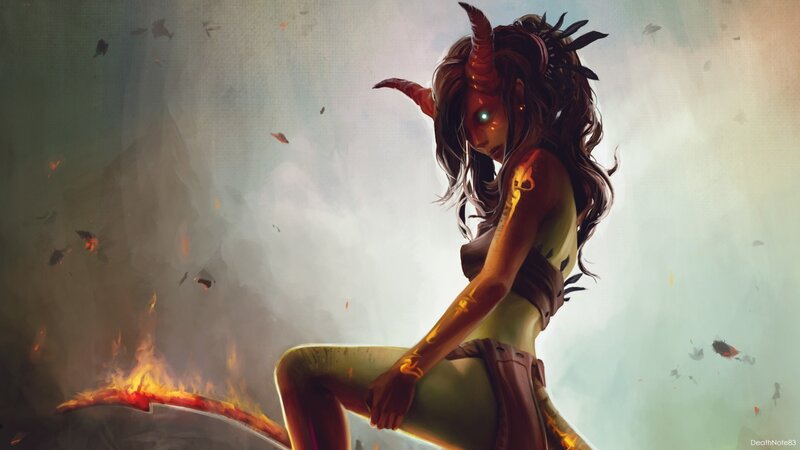 demon girl with fiery tail