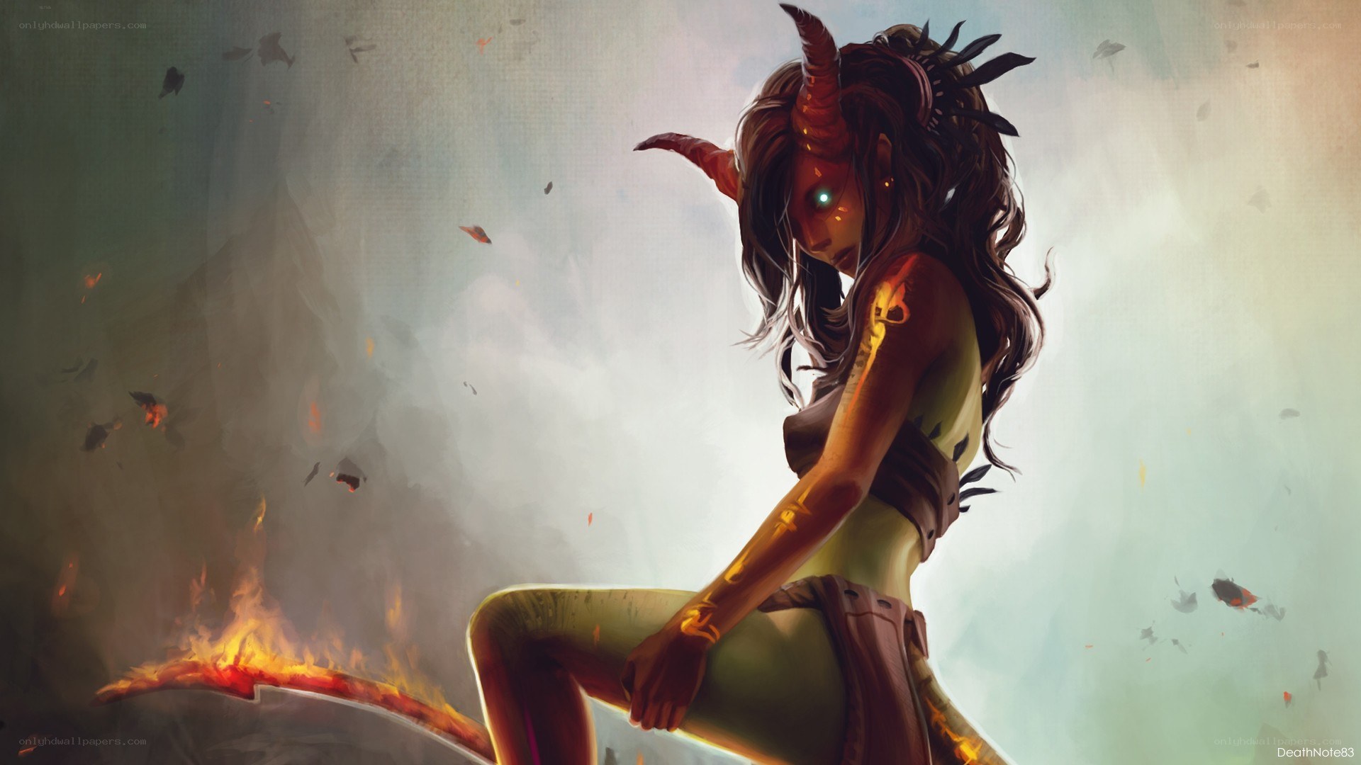 demon girl with fiery tail