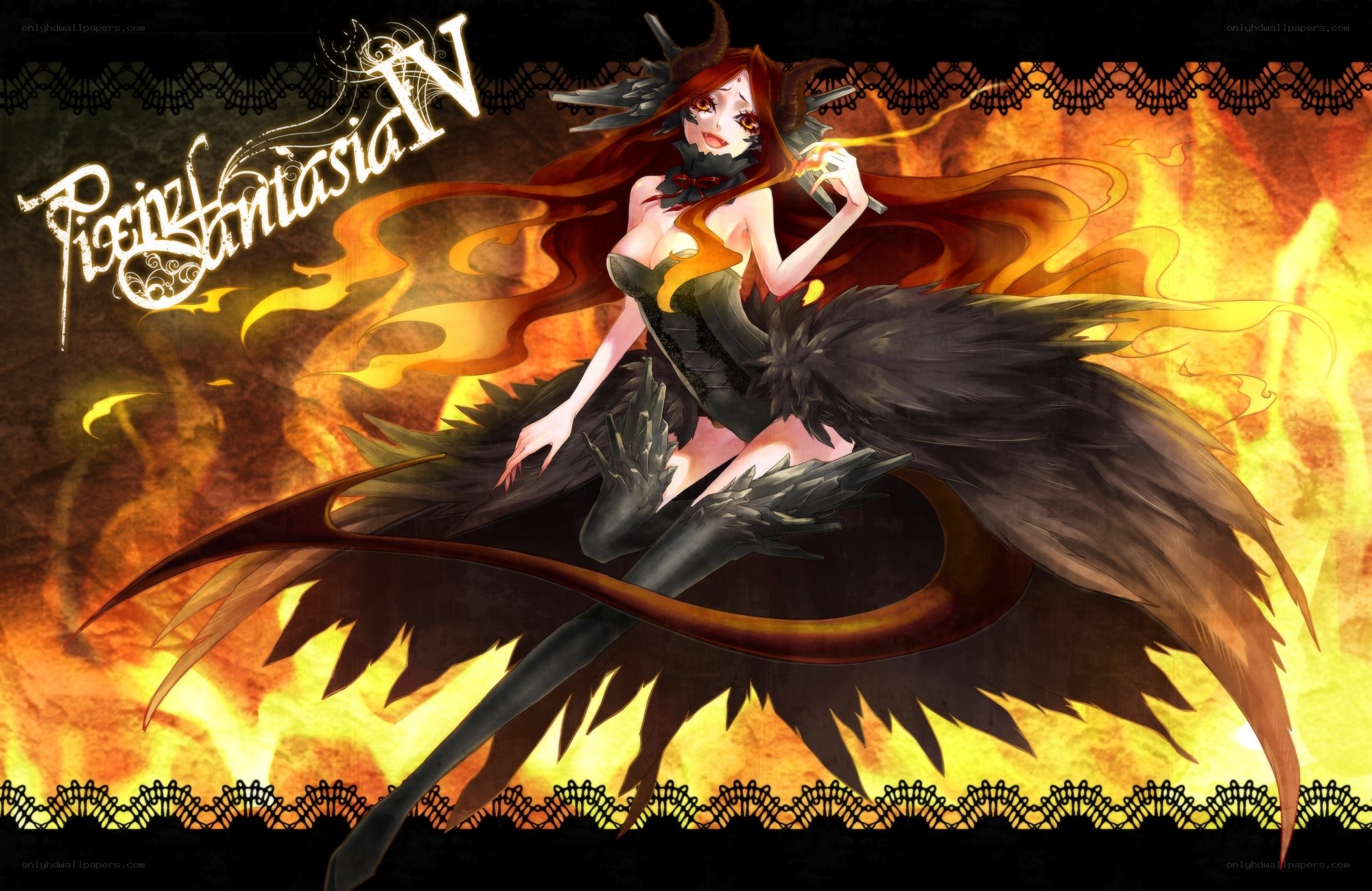Demon girl with fire wings