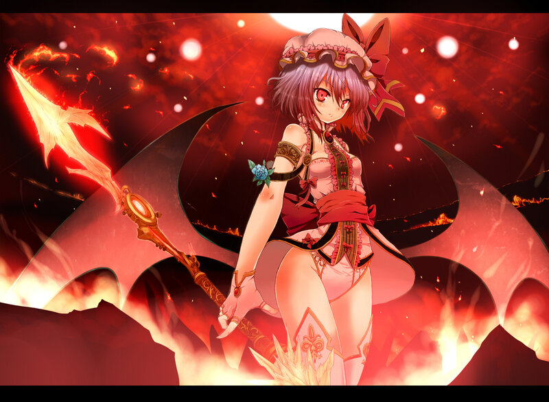 Demon girl with flaming spear