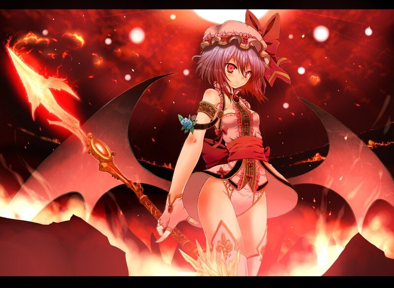 Demon girl with flaming spear