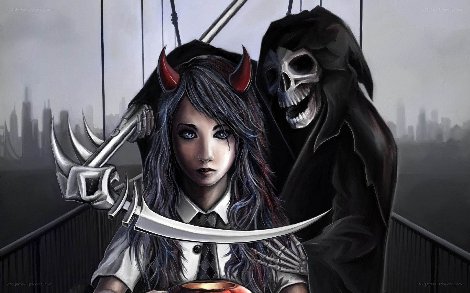 demon girl with grim reaper