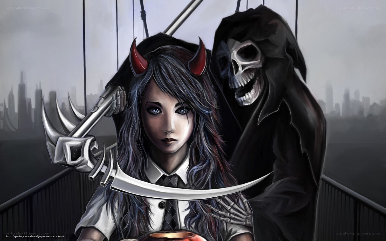 demon girl with grim reaper