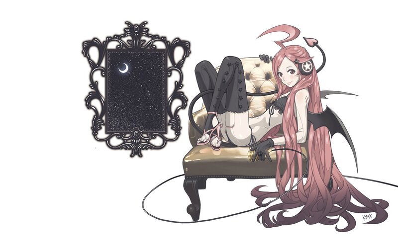 demon girl with headphones