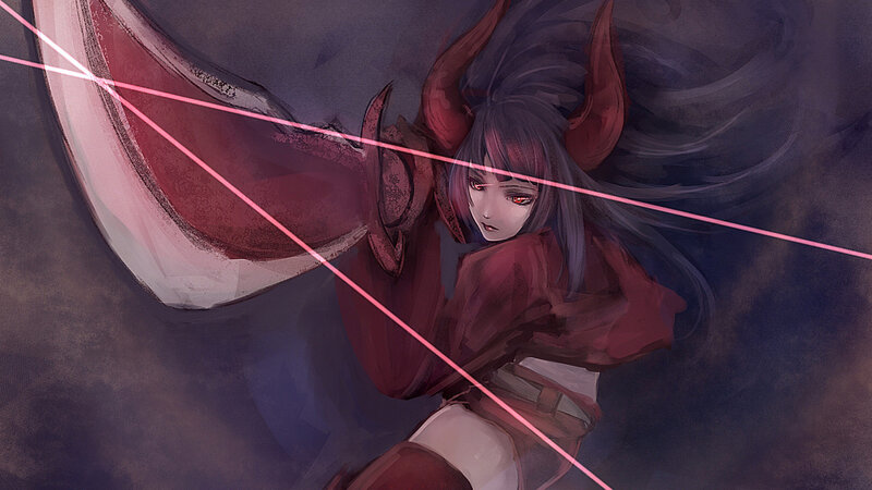 Demon girl with red horns