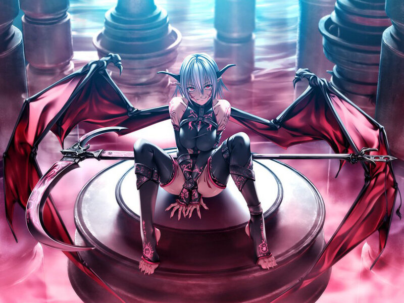 demon girl with red wings