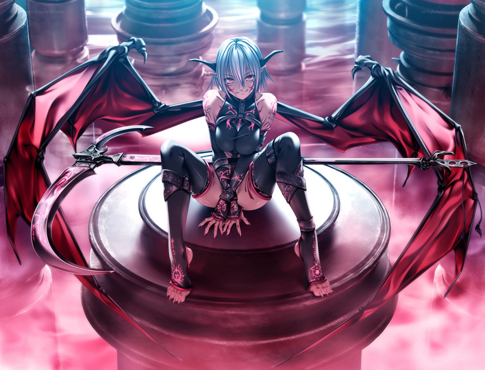demon girl with red wings