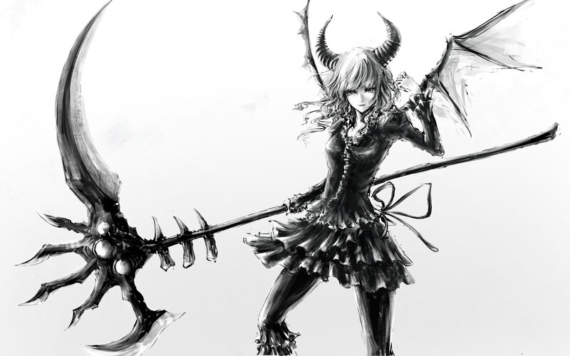 Demon Girl with Scythe — Black