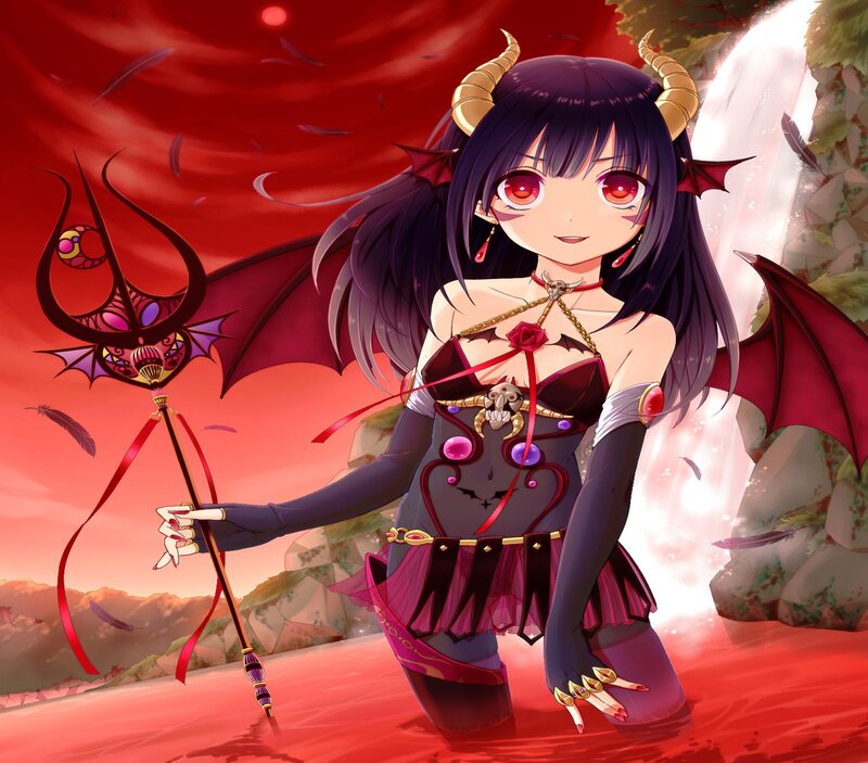 Demon Girl with Staff — Red