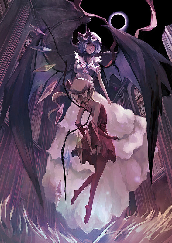 Demon girl with wings and crystals