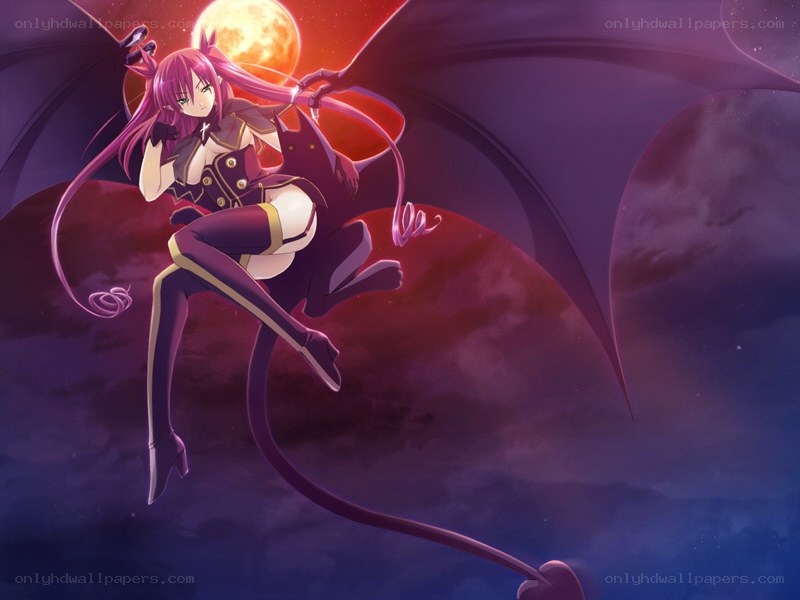 Demon girl with wings and tail