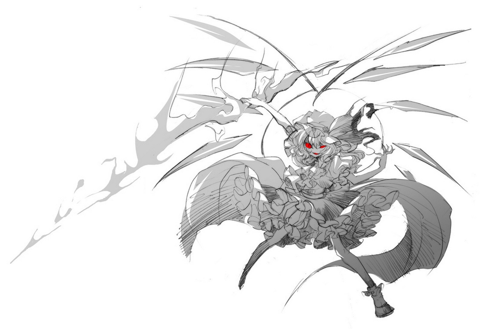 Demon girl with wings sketch