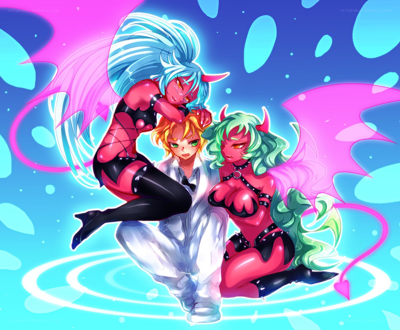 demon girls with human boy