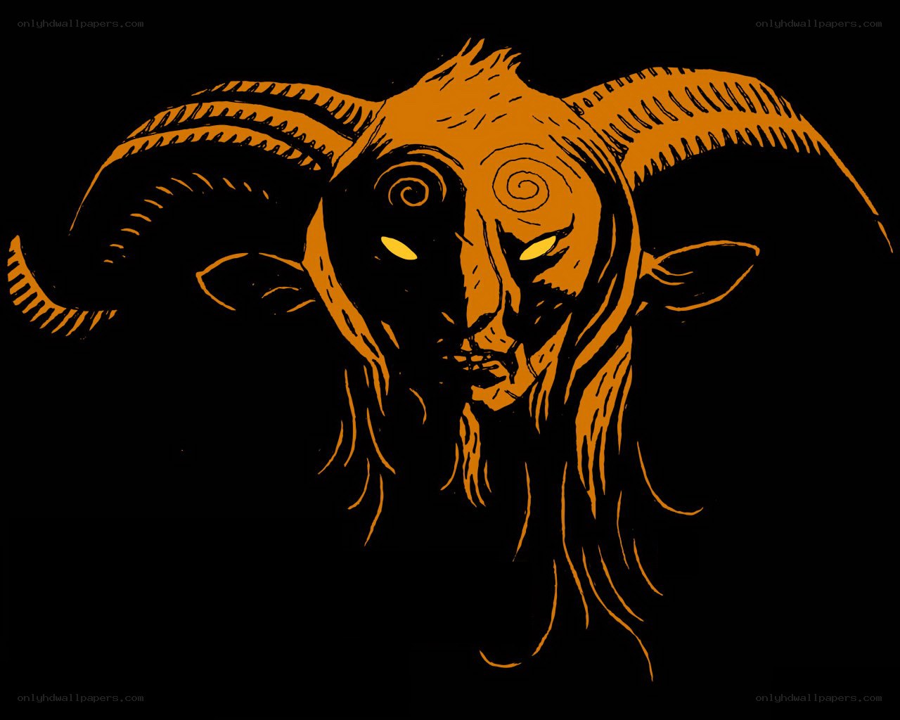 Demon goat head illustration