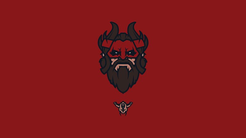 Demon Head with Horns — Red