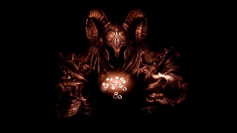demon holding glowing rings
