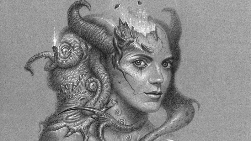 demon-horned woman portrait