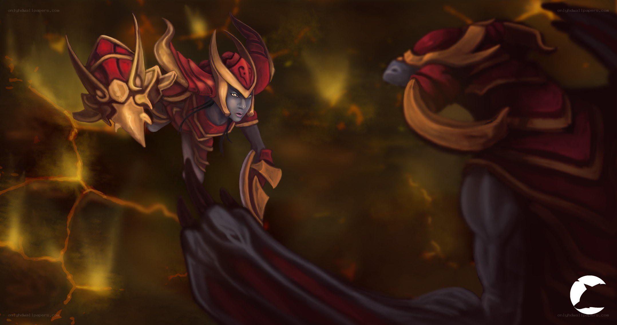 demon hunter in fiery battle