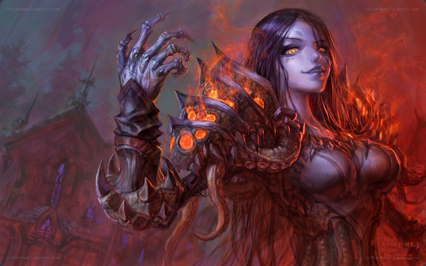 demon hunter with flaming armor