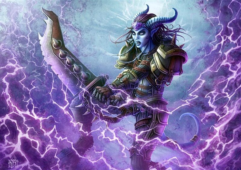 demon hunter with lightning sword