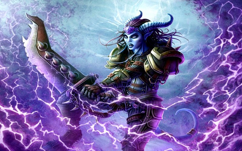 demon hunter with lightning sword