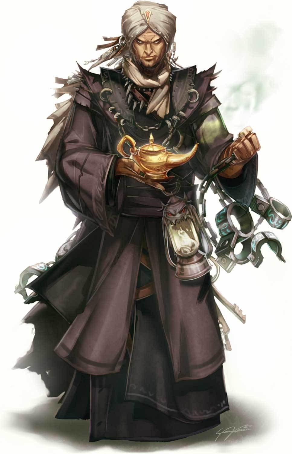 demon hunter with magic lamp