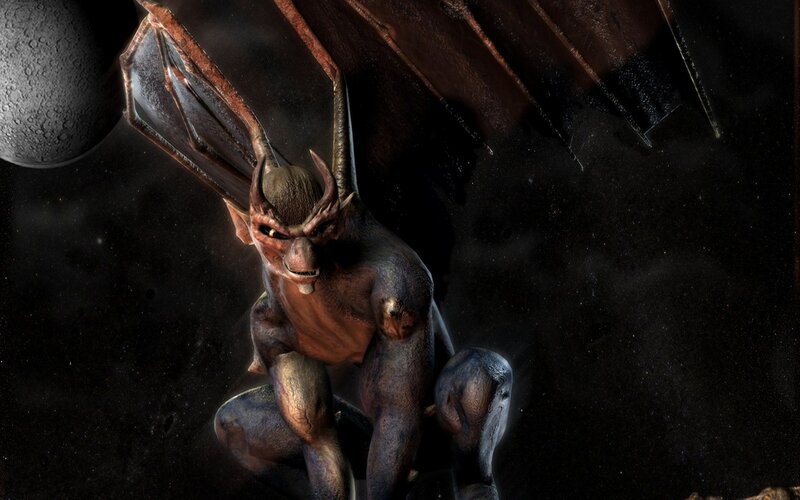 demon in space with moon