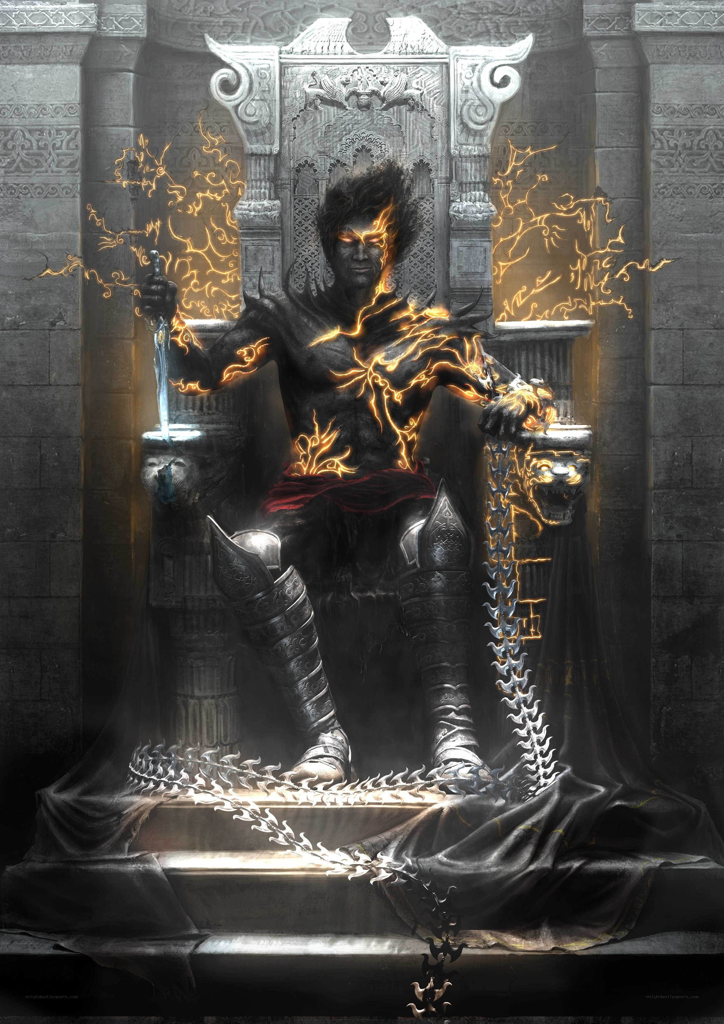 Demon king on a throne