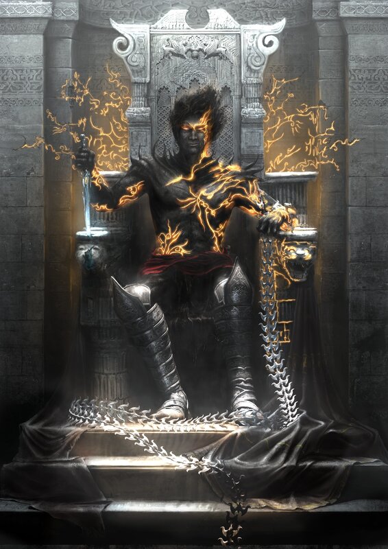 Demon King on Throne — Black, Dramatic