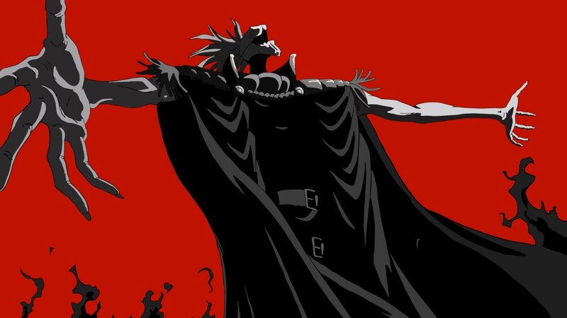 demon king with outstretched arms
