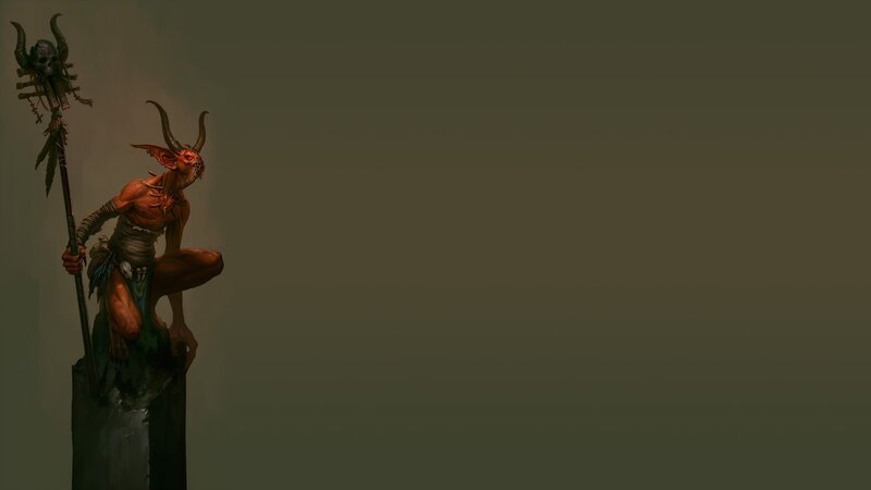 Demon-like Figure with Staff