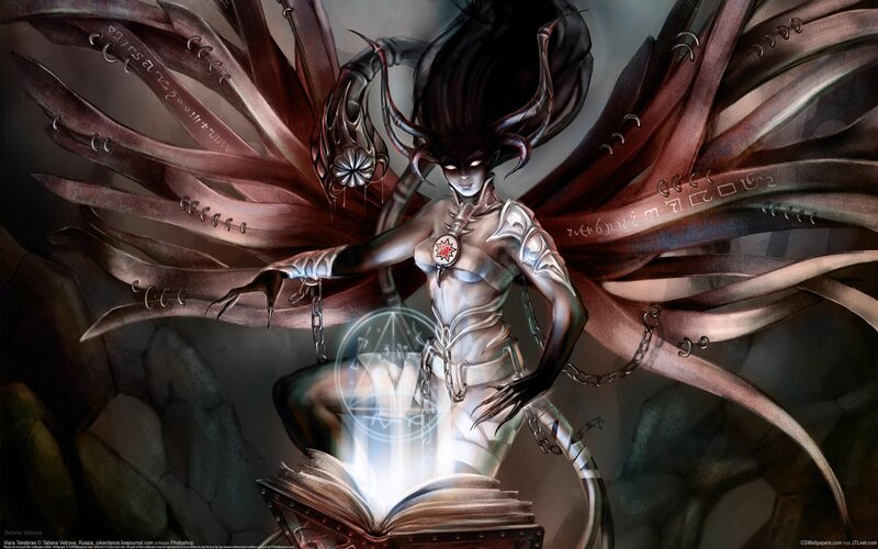 Demon-like Figure with Wings — Black