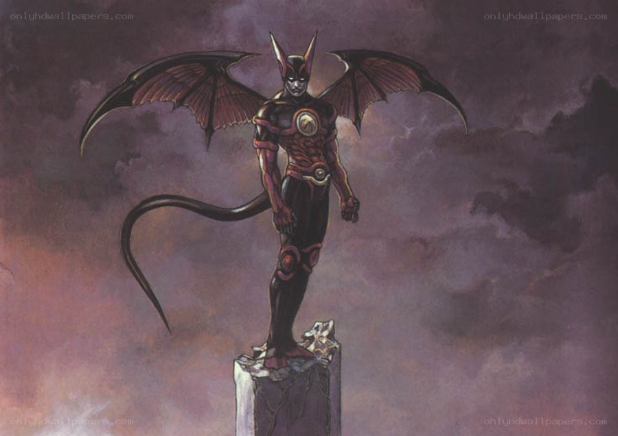 demon-like figure with wings