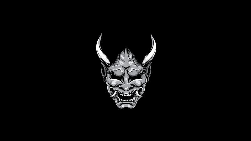 Demon Mask with Horns — Black