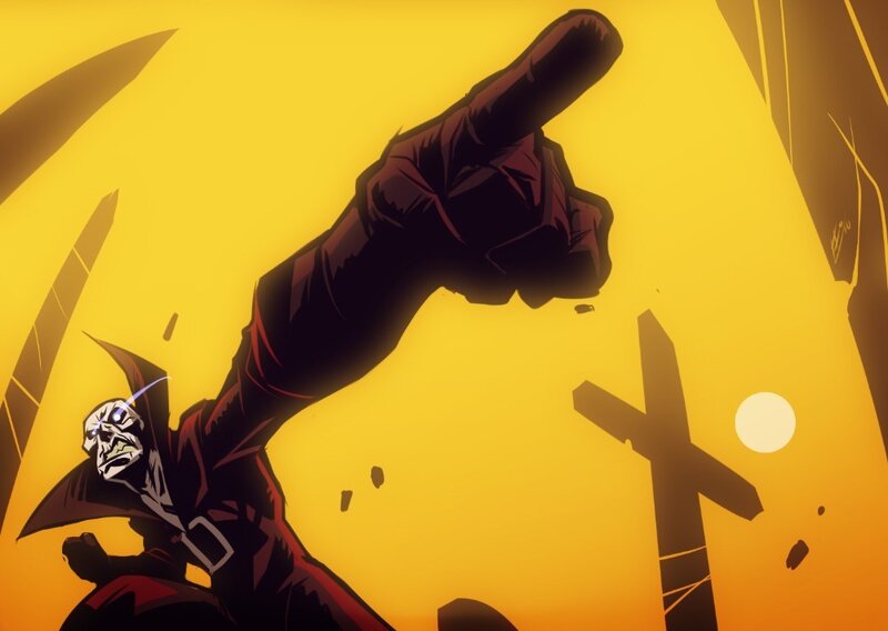 demon pointing at the sky