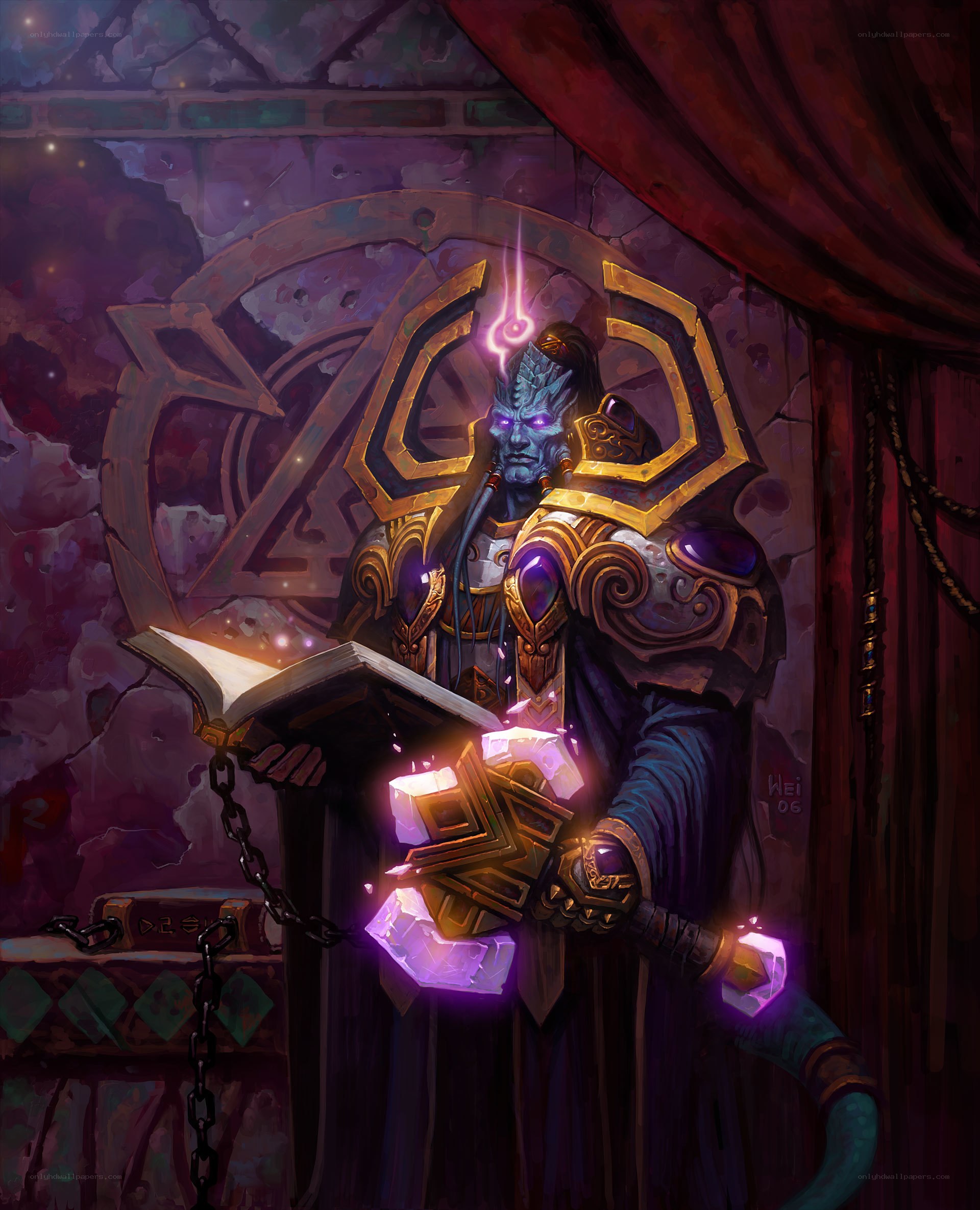 demon priest reading spellbook