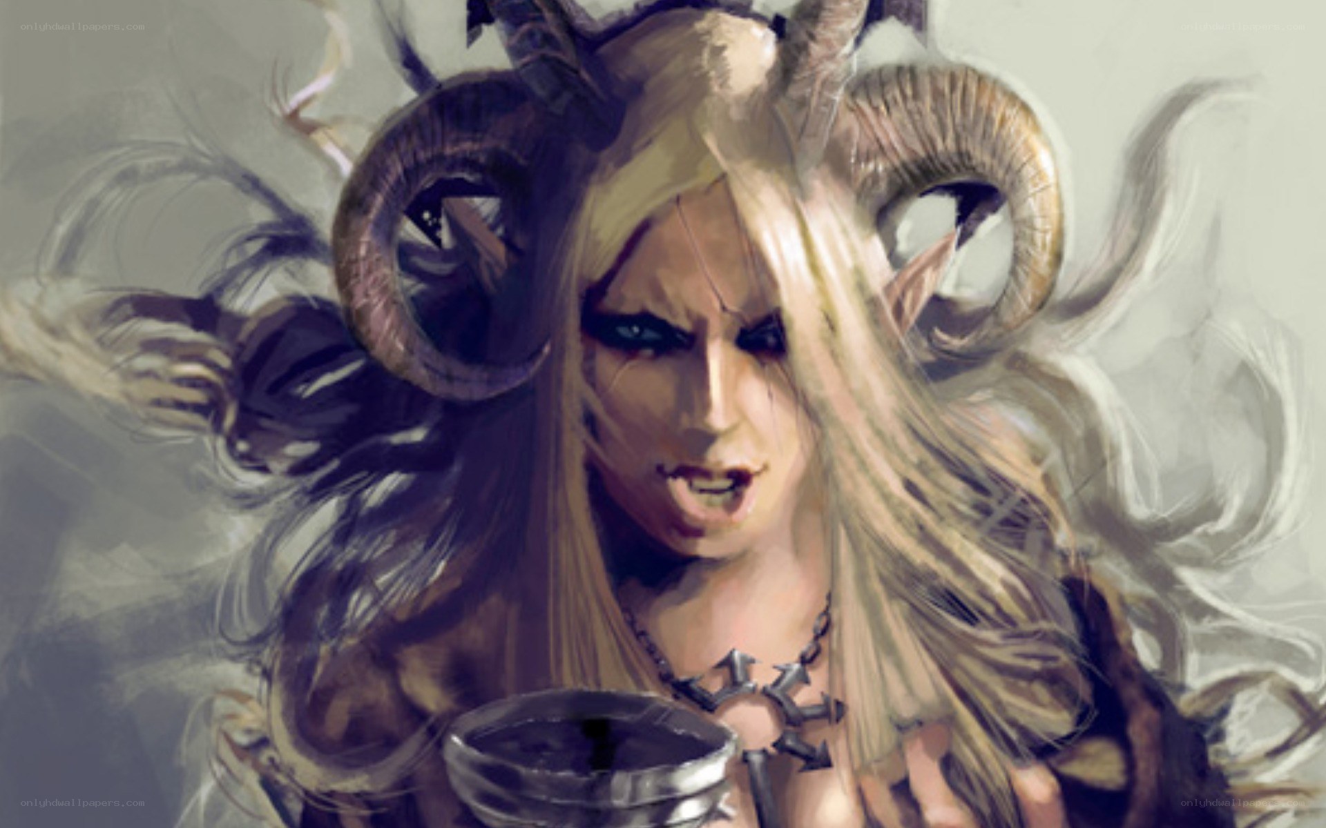 demon priestess with ram horns