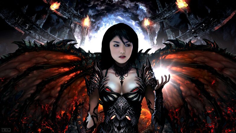 demon queen with fiery wings