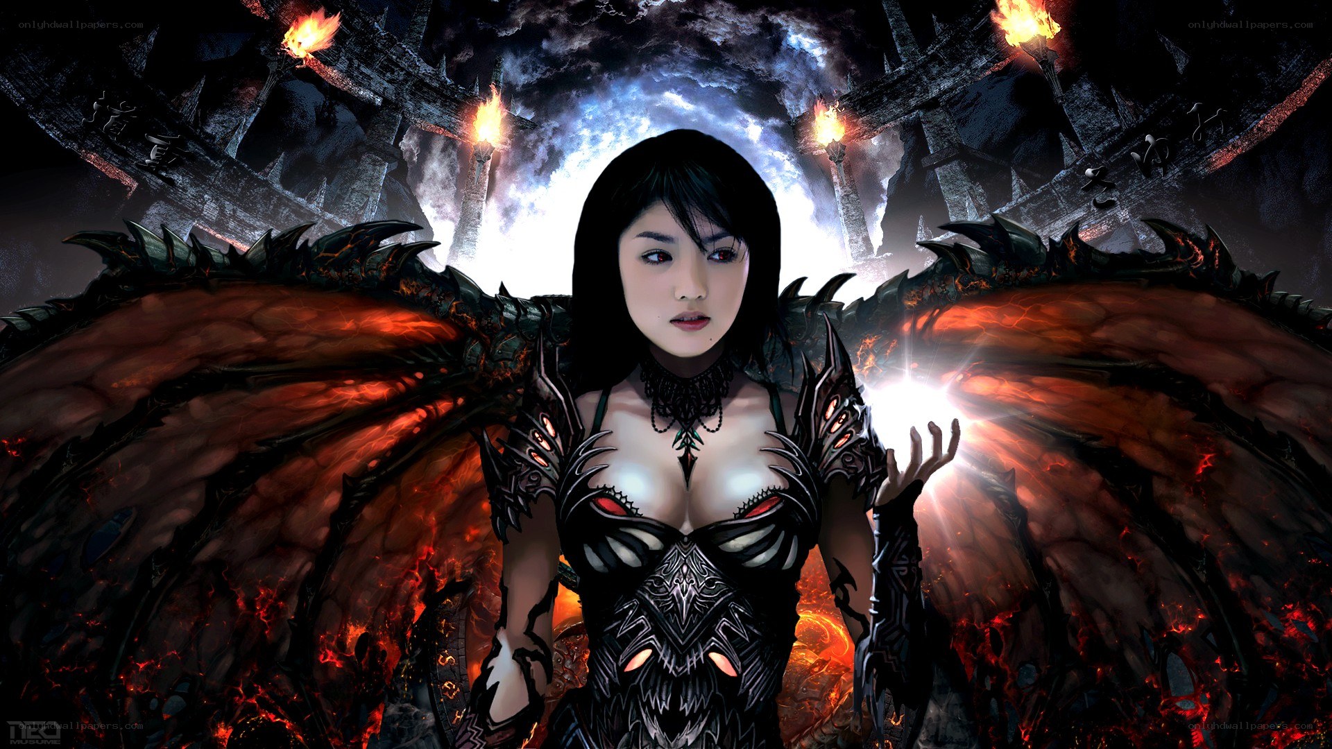 demon queen with fiery wings