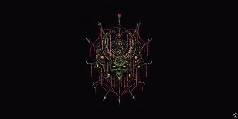 Demon Skull Emblem — Black, Dark