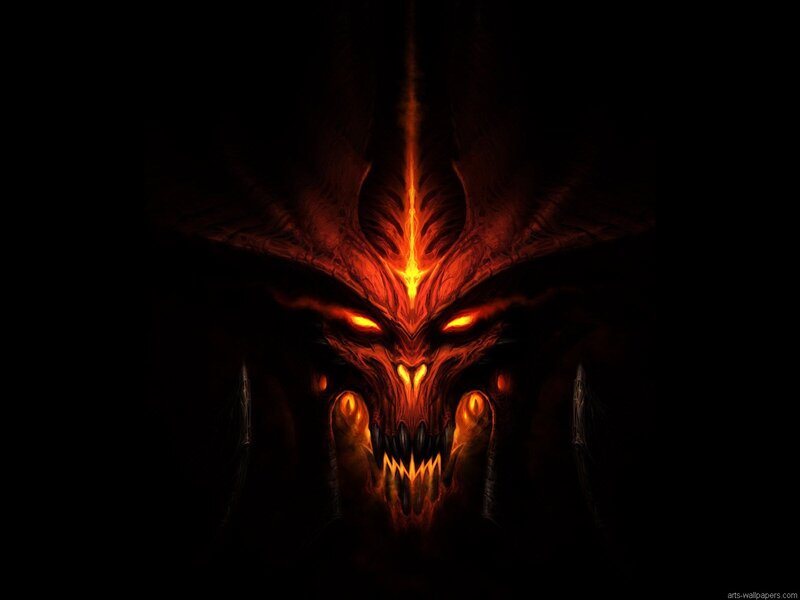 Demon Skull with Glowing Eyes — Black, Dark