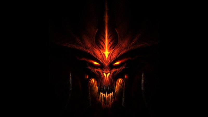 Demon Skull with Glowing Eyes — Black