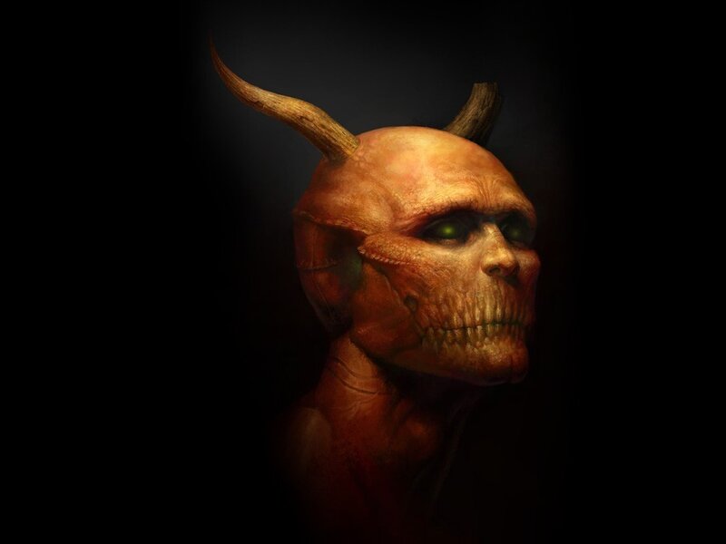 demon skull with horns